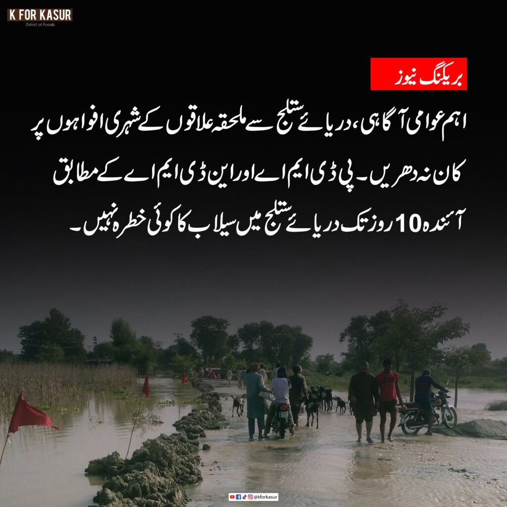 پی ڈی ایم اے اور این ڈی ایم اے کی وضاحت: آئندہ 10 روز تک دریائے ستلج میں سیلاب کا کوئی خطرہ نہیں