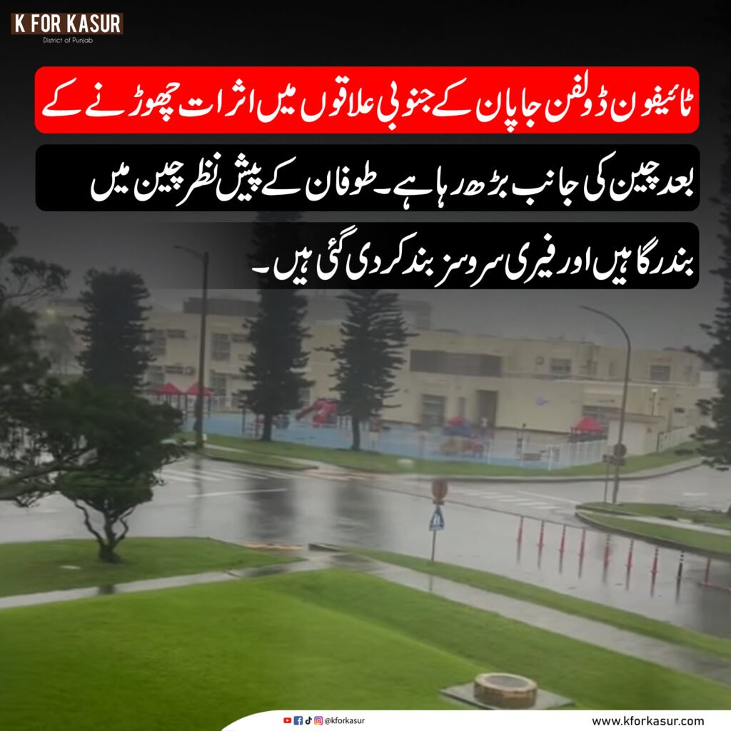 ٹائیفون ڈولفن جاپان میں تباہی مچانے کے بعد چین کی جانب رواں